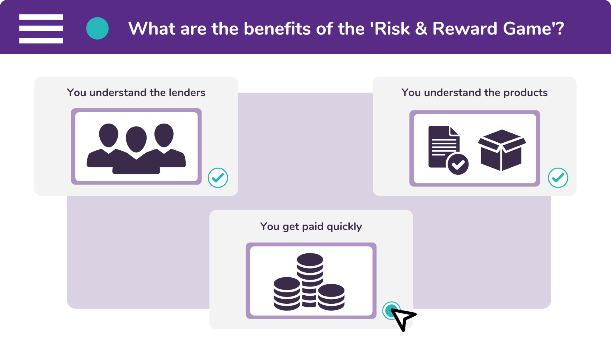There are three main benefits of familiarizing yourself with the 'Risk and Reward Game'.